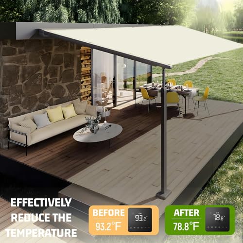 SUNNY GUARD Shade Cloth 4x8 FT HC-093 Sun Shade Fabric Cover Tarp Cream | 90% UV Block HDPE Sun Shade Screen Fabric Tarp with Grommets for Pergola, Backyard & Garden, Custom Sizes - color: Beige, size: 0 4'×0 8'