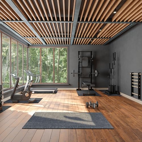 PAR-MSI Heavy Duty Gym Flooring Mat - 3.5' x 6' x 3/4" Thick Rubber Mat - Solid Black - Ideal for Home Gyms, Commercial Fitness Centers, Workouts, and More
