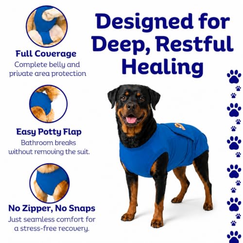 Surgi Snuggly Dog Surgery Recovery Suit, Cone Alternative, Spay/Neuter 2XLS | Dog Recovery Suit for Dogs — Veterinarian-Invented Surgical Suit & Recovery Onesie with Easy Bathroom Access After Surgery - color: Little Boy Blue, size: 2 Extra Large Small(L-