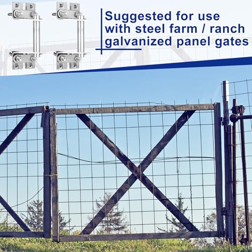 MorningRo 1 Set T Post Gate Hinge Pins Set Steel Farm Gate Hanger Hardware from a Metal T Post, for Ranch, Garden, Backyard, Install Easy