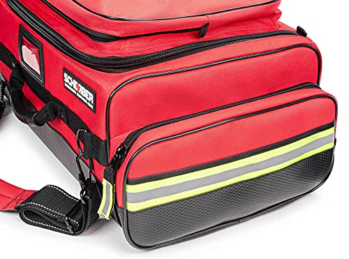 Scherber Fully-Stocked Premium First Responder Bag | HSA/FSA Approved | Large Pro EMT/EMS Trauma, Bleeding & Oxygen Medical Kit | CAT Tourniquet, HyFin Chest Seal & 250+ First Aid Supplies (Red) - color: Red
