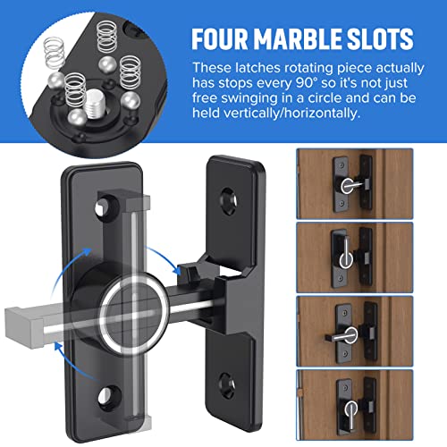 90 Degree Barn Door Lock, Heavy Duty Locks, Luminous Black | Flip Sliding Gate Latches for Garden, Bathroom, Garage & Sliding Doors - size: 1 Pack Luminous Black
