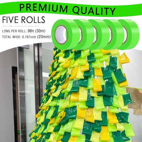 5 Pack Green Flagging Tape, Non-Adhesive Plastic Ribbon Neon Marking Roll | 0.78"*500ft, Marking Tape for Tree Marking, Hunting, Boundaries and Hazardous Areas,Trail Marking - color: Green-5pcs