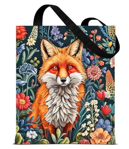 Vintage Botanical Animal Canvas Tote Bag for Women, Aesthetic Floral Animal Reusable Shoulder Bag for Shopping - color: 14