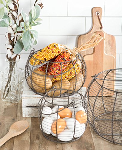DII Vintage Wire Storage Baskets, Egg Basket Set, Rustic 3 Piece