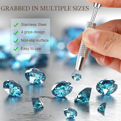 2Pcs Piercing Ball Grabber Tool for Changing Jewelry, Stianless Steel Flat Back Earring Applicator Internally Threaded Push Pin Piercing Grabber Tool - color: Pink&Silver-2pcs