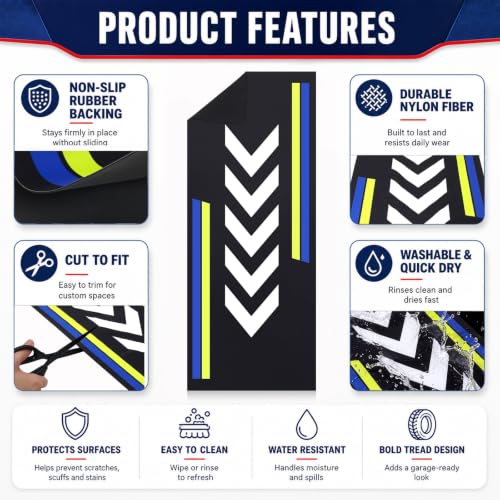Drydiet Motorcycle Mat Garage Floor Rug Washable Parking Mats for Garage Floors Non Slip Oil Absorbent Pad Rubber Backing Layer Protects Floor (Arrow Style,78 x 31 Inch) - size: 78 X 31 Inch, style: Arrow Style