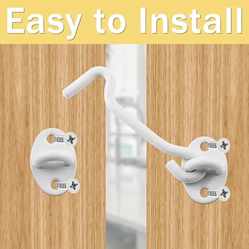 Privacy Hook and Eye Latch Easy Lock for Barn Door, Black (3 INCH-White-2PCS) - size: 3 INCH-White-2PCS