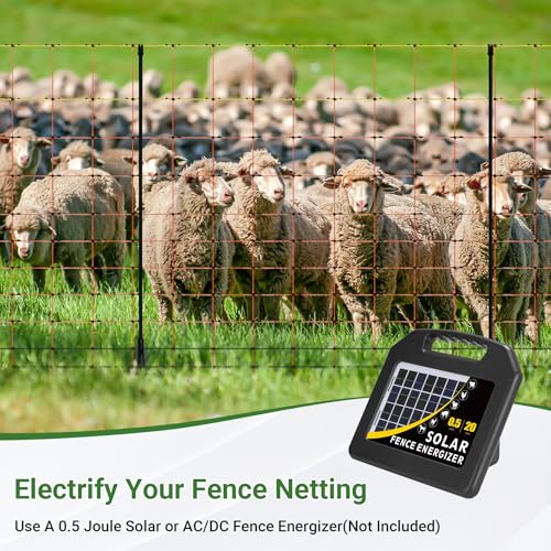 Electric Fence Netting 42.5" H x 164'L | with Posts and Double-Spiked Stakes, Portable Livestock Nets for Backyards, Homesteads, Gardens, Farms, and Ranches - size: 42.5"H x 164'L