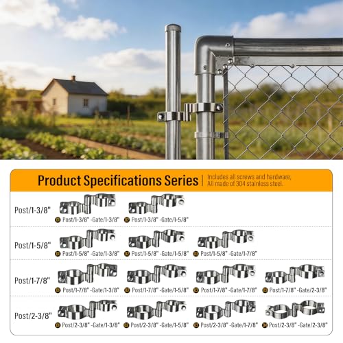 2 Pack 1-7/8" x 2-3/8" Chain Link Fence Gate Hinge, 304 Stainless Steel Heavy Duty Male Female Post Hinges with Bolts and Nuts - color: 1-7/8", size: 2-3/8"