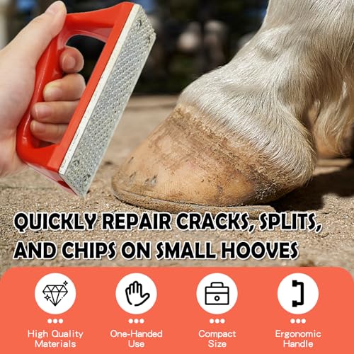 Mini Hoof Rasp for Horses Portable – Carbon Steel Farrier File Trimming Tool | Ergonomic Non-Slip Rubber Handle, Pocket-Size Hoof Care Tool for Horses, Goats, Sheep, Donkeys, Alpacas, Veterinarians,Farm