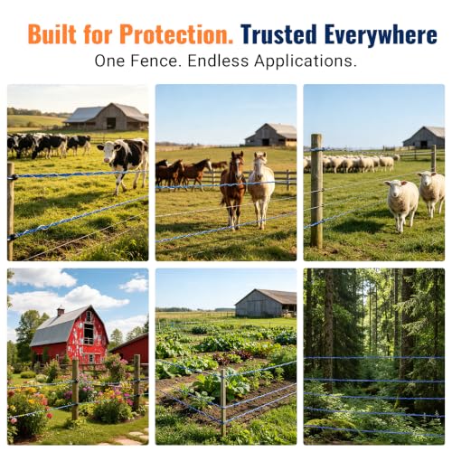 Electric Fence Wire 1640 Feet 500 Meters Electric Fencing Poly Wire Rope Line with Reliable Conductivity and Rust Resistance, UV Resistant 1/8inch Diameter - Blue - color: Blue, size: 1/8 x 1640FT
