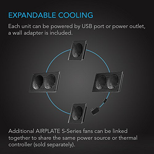 AC Infinity AIRPLATE S9, Quiet Cooling Fan System 18" with Speed Control, for Home Theater AV Cabinet Cooling (Pack of 2) - size: 18-Inch (Pack of 2)