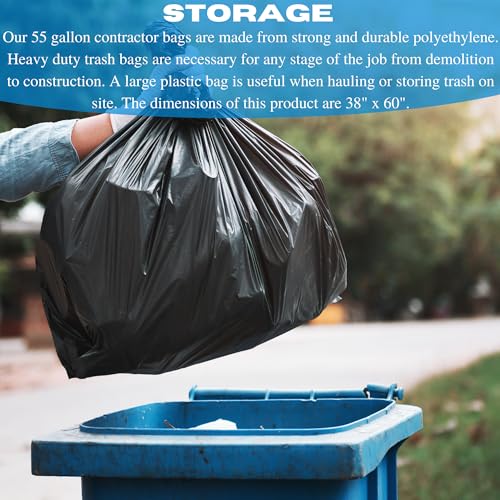 Farm Plastic Supply 55 Gallon Trash Bags, 6 Mil - Contractor Trash Bags, Black Trash bags, Large Trash Bags, Heavy Duty Garbage Bags, 55 Gallon Trash Bags Heavy Duty, 55 Gallon Drum Liners (10 Pack) - size: 10 Pack
