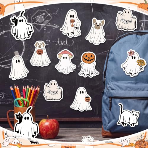 Yinder 24 Pads Funny Cat Shaped Sticky Notes Kawaii Memo Office School | Self Adhesive Tabs for Desk Organization, Pet Lover Gifts Party Favors, Cute Animal Cartoon Stationery Supplies - style: Ghost Animal