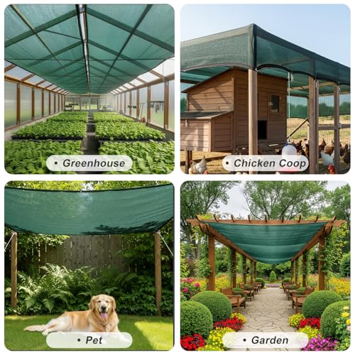 SUNNY GUARD Sun Shade Cloth, 12 x 20 FT Green HDPE Mesh | 65-75% Breathable shade cover creates a cooler space for plants, vegetables, greenhouses, patios, chicken coops, and kennels - color: 70 SHADE-GREEN, size: 12 FT x 20 FT
