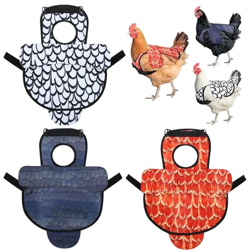 Chicken Saddles for Hens, Chicken Apron Back Protector for Hens with Adjustable Strap, Chickens Hen Mating Saddle with Wing Cover - color: White+Black+Orange