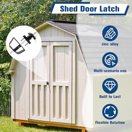 4½" Shed Door Latch, Barn Door Latch, T-Handle Lock Kit with 2Keys, Stem Storage Barn Shed DoorHardware Lock Set for Playhouses, Storage Barn, Chicken Coops, Camper, Carbon Steel