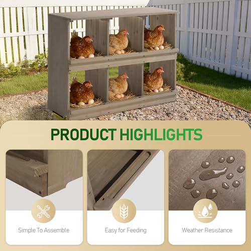 Outvita Nesting Boxes for Chickens 6 Compartments, Wood Chicken Nesting Box Wall Mount, Versatile Use Nest Box for Chicken Coop, Easy to Assemble for Chickens, Hens, Ducks - color: 6 Compartments