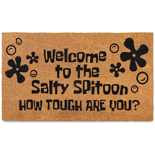 Welcome to the Salty Spittoon Door Mat 30x17 Inch, Funny Welcome Mat Coir | Funny Home Decor, Fan-Inspired Design, Pop Culture Decor, Natural Coir Fibers, Pvc Backing, Dirt Scraper, Unique Fan Gift