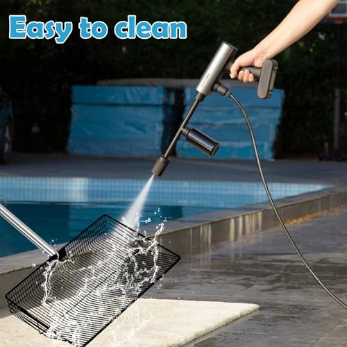 15" Large Chicken Coop Scooper for Sand - Heavy Duty Stainless Steel Poop Scooper with 38-64" Telescoping Handle - Adjustable Poultry Manure Rake & Sifter Shovel for Easy Cleaning