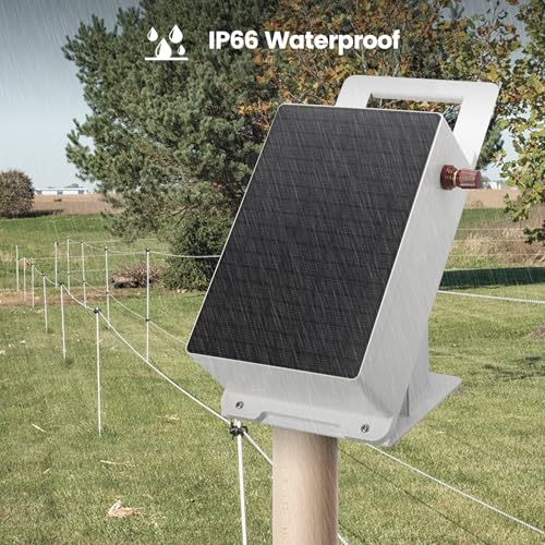 Solar Fence Charger, Briidea 5.6 Miles Solar Electric Fence Charger, 0.3 Joules, Easy to Carry & Install, Protect Your Livestock Garden Pasture from Wildlife, IP66 Waterproof, Save Your Money