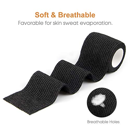 Vet Wrap Cohesive Bandages Bulk Self Adhesive Bandage Wrap Self Adherent Wrap Non-Woven for Dogs Pet Animals & Ankle Sprains & Swelling 2 Inch x 5 Yards (2 Inch Black) - color: 2 Inch Black