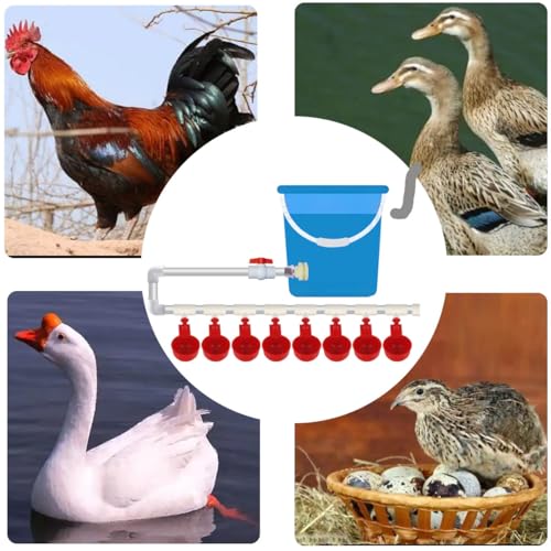 Automatic Chicken Water Cups,Chicken Water Feeder,Complete Set Pipeline Automatic Chicken Waterer System for Chick Duck Quail