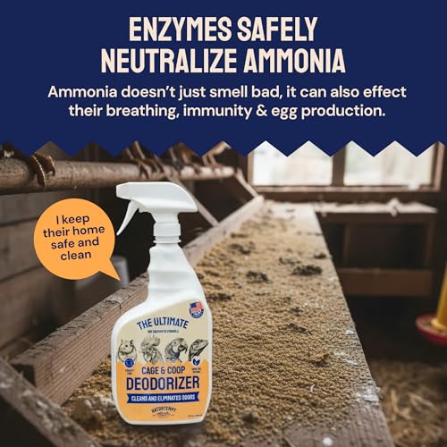 Hatortempt Chicken Coop Deodorizer, Odor Eliminator Cleaner Spray, 32 fl oz | USA Made Coop Refresher For Chickens - Ammonia Chicken Coop Cleaner for Roosting Bars & Feeders - Unscented Coop Accessories - size: 32 Fl Oz (Pack of 1)