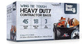 Contractor Trash Bags - 45 Gallon, 18 Bags, Wing Tie Closure, 3 MIL Thick, Gusseted Bottom, Black - Heavy Duty Industrial Strength Garbage Bags - size: 1 Count (Pack of 18)