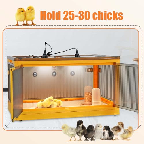 Chicken Brooder Box for Chicks Starter Kit, Large Chicken Brooder Heater Warms up to 30 Chicks, Poultry Breeding Box Suitable for Chick Duckling Parrot Lizard (26" L x 18" W x 14" H) - size: 26"L x 18"W x 14"H