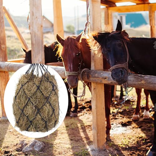 2 PCS Feed Hay Net, Hay Bag 40" Length and 4" Larger Holes with Metal Rings for Horses, Goat, Barn Supplies, Trailer & Stalls, Simulates Grazing, Reduce Waste