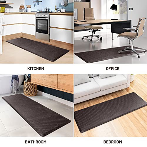 HappyTrends Kitchen Mat Cushioned Anti-Fatigue Floor Mat,17.3"x60",Thick Waterproof Non-Slip Kitchen Mats and Rugs Heavy Duty Ergonomic Comfort Rug for Kitchen,Floor,Office,Laundry,Chocolate | Thick,Soft and Waterproof Non-Slip Mats and Rugs Heavy Duty Er