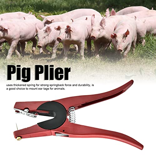 Yosoo Health Gear Livestock Ear Tag Plier, Durable Alloy Tagging Applicator with Spring Loaded Ergonomic Handle for Farm Animals Red 9.6 x 2.4 x 0.9 in 1 Piece