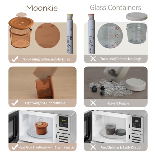 Moonkie Silicone Baby Food Containers | 4 oz Baby Food Storage Jars with Airtight Lids | Reusable Baby Food Jars, Freezer,Microwave and Dishwasher Safe, Perfect for Infant & Toddler - size: 6pack 4oz