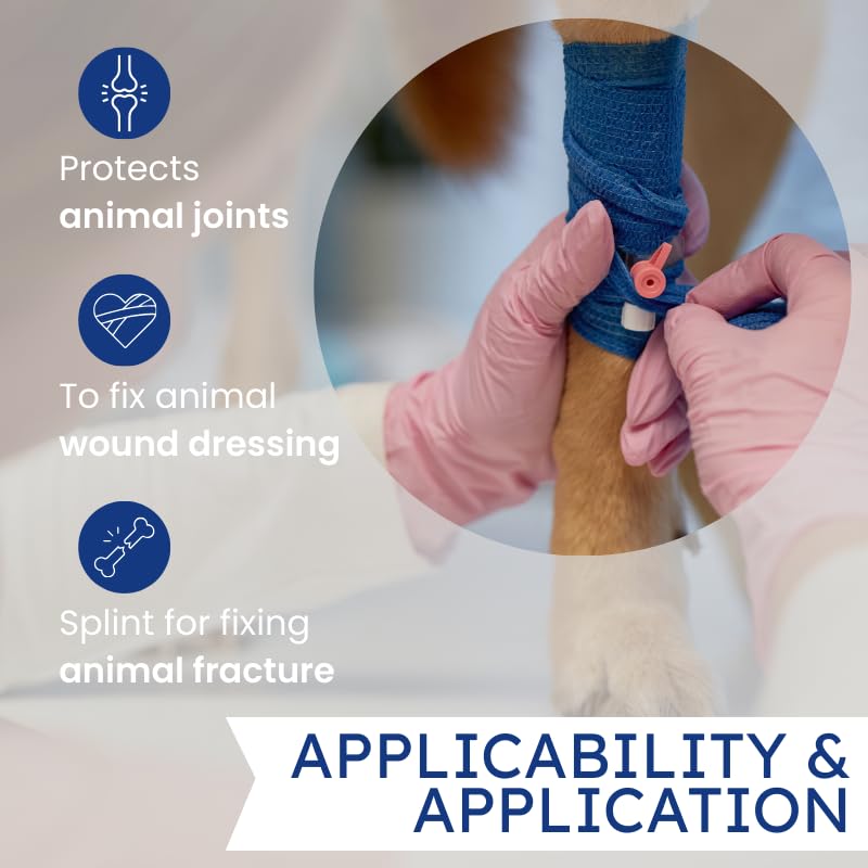 4" Cohesive Flexible Bandage Wrap – Blue - 8 Pack | Self-Adherent Vet Tape for Animal Use | Breathable, Easy Tear, No Clips Required | Ideal for Horses, Dogs, Livestock, Pets - color: Blue