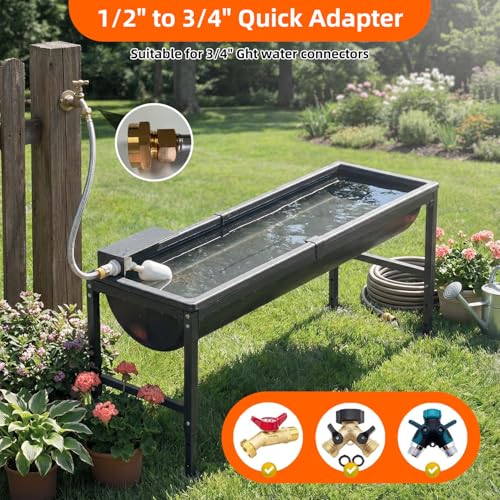 Automatic Livestock Water Trough 11 Gallon | Automatic Water Dispenser with Float Valve, Easy to Assemble, Feeding Horse, Sheep, Cattle, Pig and Dog in Farm - size: 1 PC