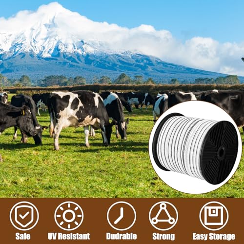 Yaocom 656 Ft/ 200 M Electric Fence Tape Horse Fence,3/4 Inch | Electric Fence Polytape, 4 x 0.18 mm Stainless Steel Strand, High Visibility, Safe Reliable Conductivity, for Livestock Horse - size: 3/4 Inch