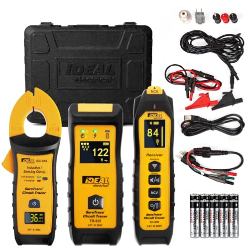 Ideal Electrical SureTrace Pro Circuit Tracer (61-950), 0-600 Volts | Non-contact voltage tester, continuity test, receptacle testing, measures AC amperage to 600A, find breakers, faults, & more