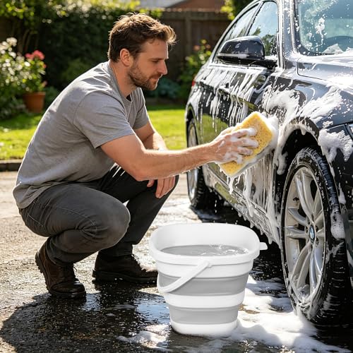 Collapsible Bucket, 2.6 Gallon 10L Mop Bucket for Cleaning, Car Washing, Portable Plastic Tub for Camping, RV, Beach, Fishing, Garden, Indoor and Outdoor Space Saving Wash Basin Ice Buckets - color: Gray, size: 10L