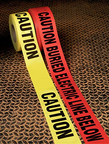 3M Buried Barricade Tape 303, 3 in x 300 ft, Red, Warning Tape, 1 Roll | Printed with "Caution Buried Electric Line Below" Text - size: 3 in x 300 ft
