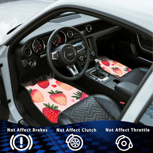 Strawberry Car Floor Mats Cute Pink Heart Sweet Carpet Front Rear Carpets Mat Decorative Car Floor Carpets Non-Slip Auto Car Accessories Universal Fit Car Accessories for Truck - color: Strawberry