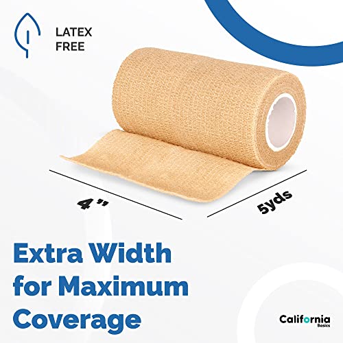 Self-Adhesive Bandage Wrap - Suitable for All Sports - Breathable Athletic Tape for Wrists - Knee and Ankle - Self Adhesive Bandage- 4 Inch- 16 Pack - Brown - color: Brown, size: 4 Inch x 5 yard- Pack of 16