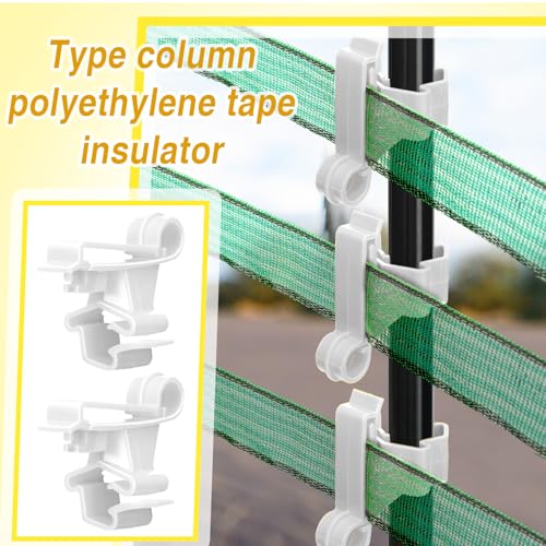 100 Pcs T-Post Poly Tape Insulator Large Snap T-Post Holding Electric Fence Insulator for Farm Fence (White) - color: White