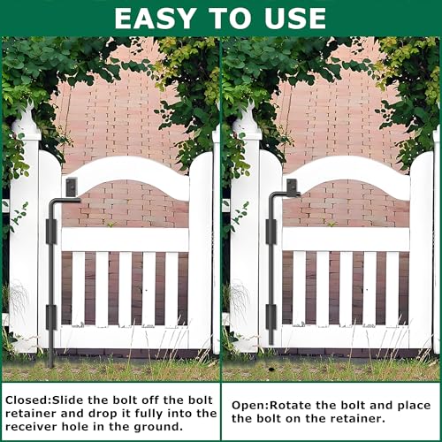 24" Heavy Duty Cane Bolt Gate Drop Rod with Upgraded Design, Square Gate Drop Rod for Wood PVC Vinyl Metal Yard Gate Latch-1 Pack - size: 24 Inch-1 Pack