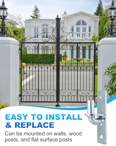 2 Pack Wall Mount Gate Hinges with 5/8" Pin Included Screws | Heavy Duty Galvanized Outdoor Metal for Fence Posts, Metal Farm & Chain Link Gate Hinges for Fences, Barns, Sheds, and Gates - size: 2 Pack