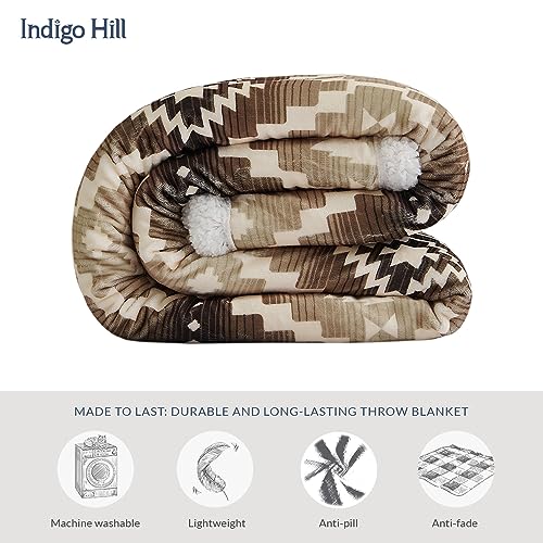 Indigo Hill by HiEnd Accents Chalet 54x68 Brown Sherpa Throw Blanket | Aztec Tribal Navajo Print, Western Southwestern-Style Fleece Blanket for the Couch, Sofa, Bed, or Camping - color: Chalet Aztec
