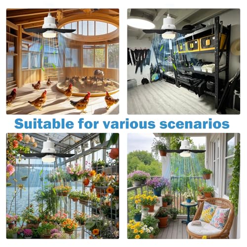 Solar Ceiling Fans with Lights Battery Built-in10000mAh Portable ,17" LED Fan Light Hanging with HookCan be timed for 2/4/8 hours, 3 Speeds with Remote , solar fans with Light for Patios, Canopy