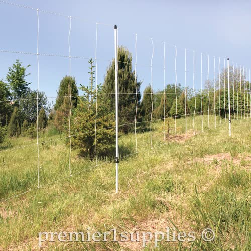 Premier 1 Deer QuikFence® Electric Fence – Deer Protection – 60"H x 100'L | White/black, double spike. Semi-permanent deer fence. Protects gardens, orchards & wind breaks. Energizer sold separately.