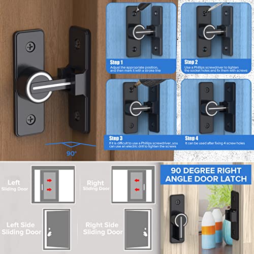 90 Degree Barn Door Lock, Heavy Duty Locks, Luminous Black-2 Pack | Flip Sliding Gate Latches for Garden, Bathroom, Garage & Sliding Doors - size: 2 Pack Luminous Black